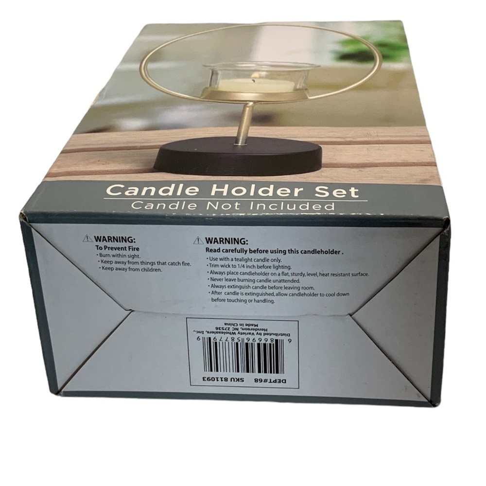 Candle Holder Set Tabletop Pedestal Minimalistic Geometric Classic Gold Black - Picture 10 of 13